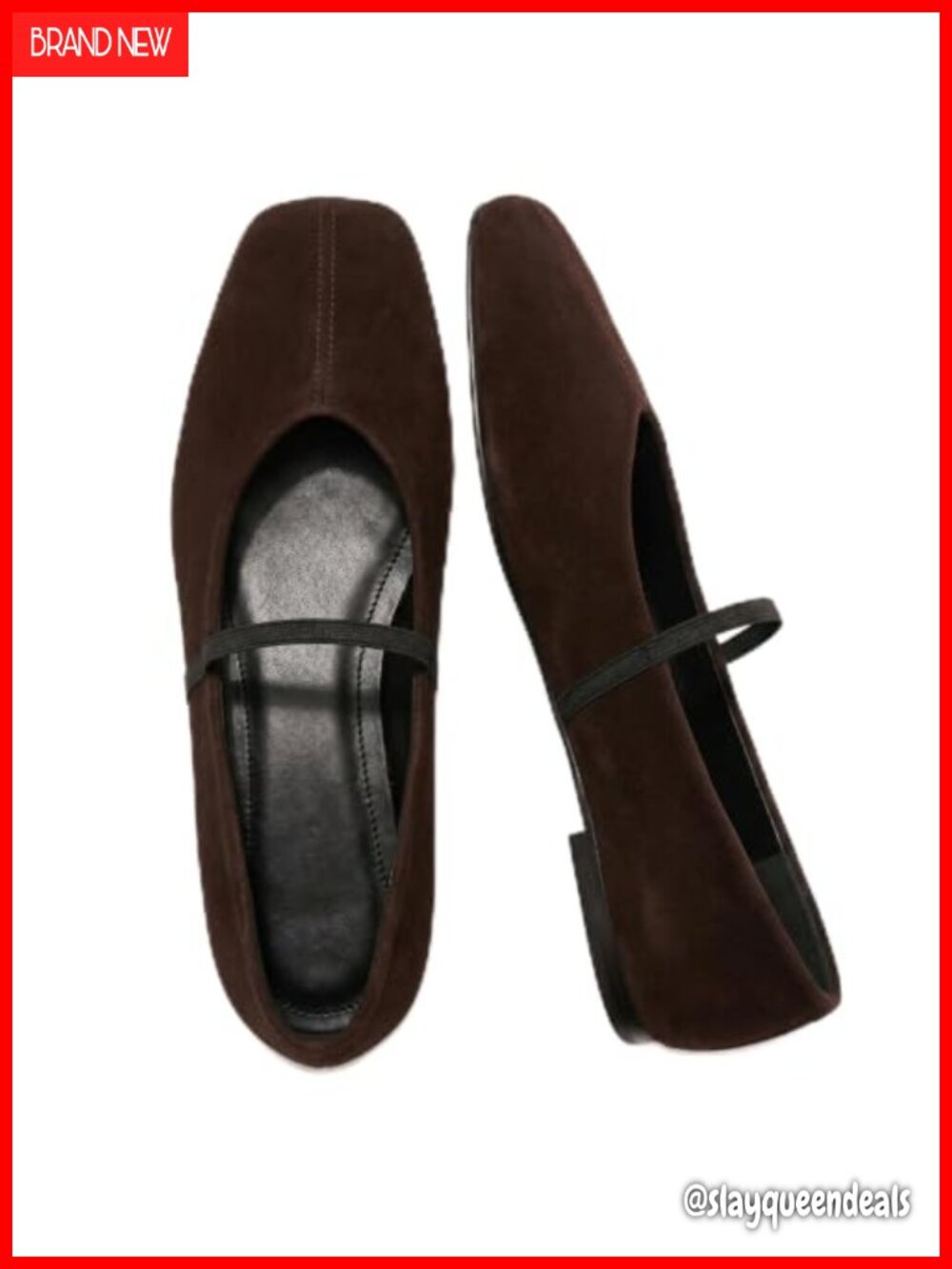 CEFISOP Women's Square Toe Ballet Flats with Elastic Strap Mary Jane